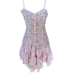 Vintage 1970's Starina Paris Cottage Floral Ruffled Dress